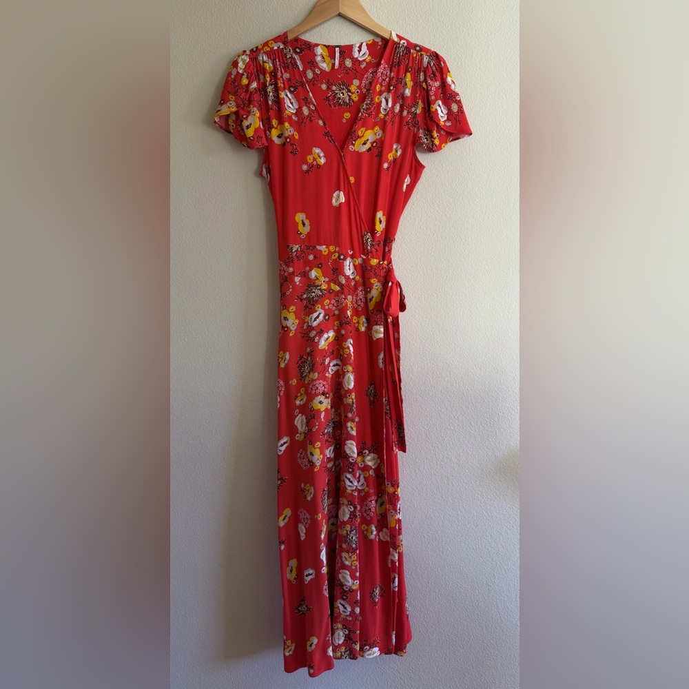 Free People Gorgeous Jess Floral Boho Wrap Maxi Dress Size Small - Picture 5 of 10